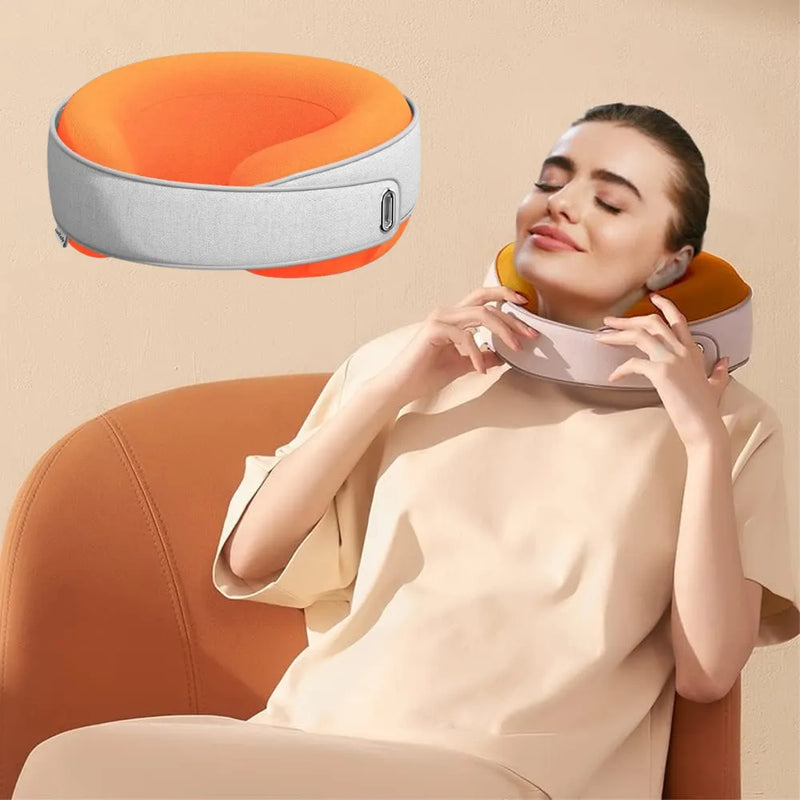 SWITCH Neck Massager with Heat, 3 Massage Modes, 3000mAh Battery – Portable Deep Tissue Pain Relief for Home, Office & Travel – Orange