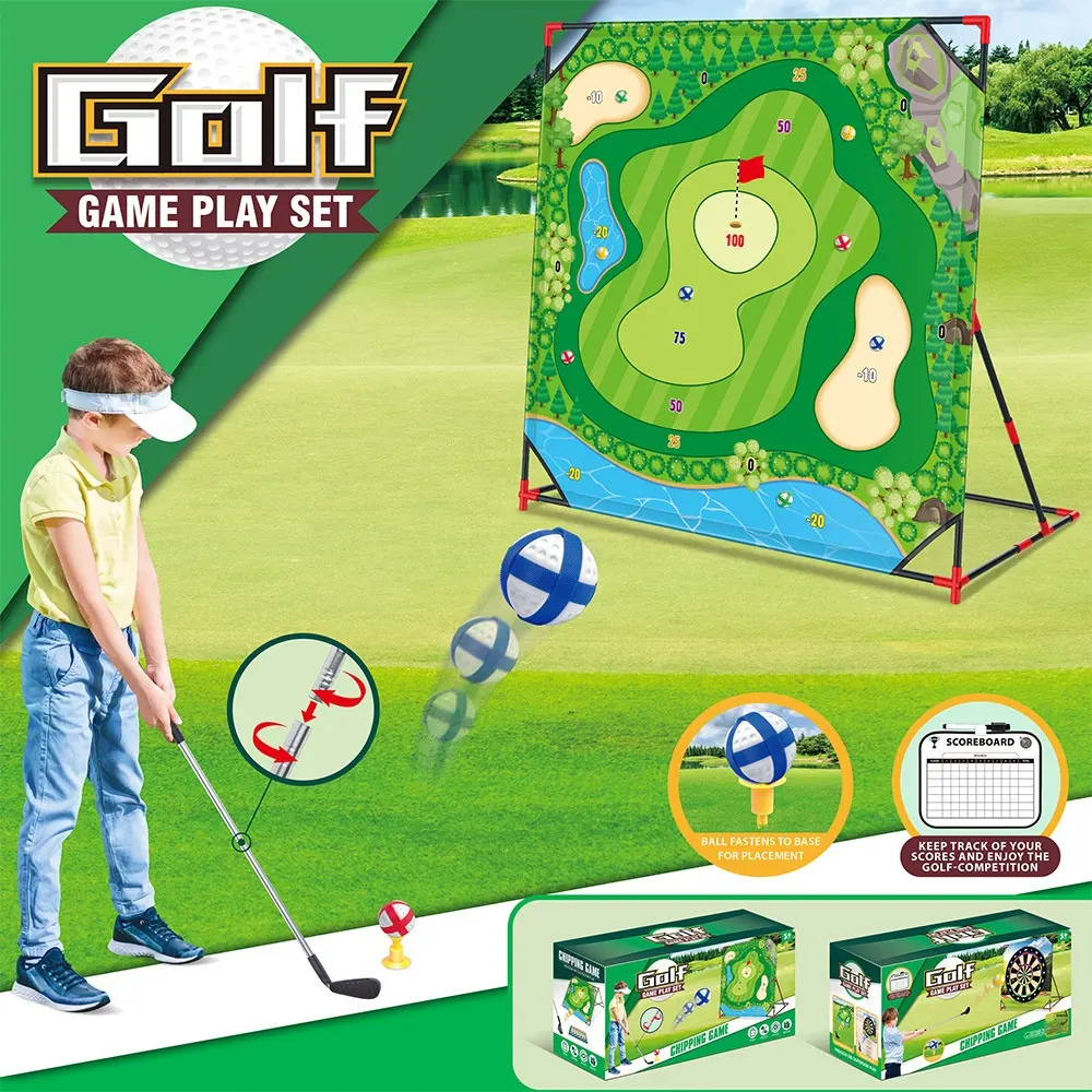 Golf Game Chipping Mat – Indoor/Outdoor Swing Practice Tool with Secure Ball System, Scoreboard & Storage Bag for Club and Balls 50A