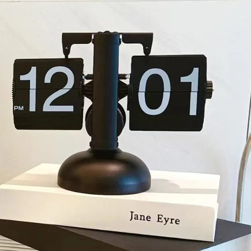 Modern Vintage Luxury Flip Clock Retro Design Stainless Steel Adjustable