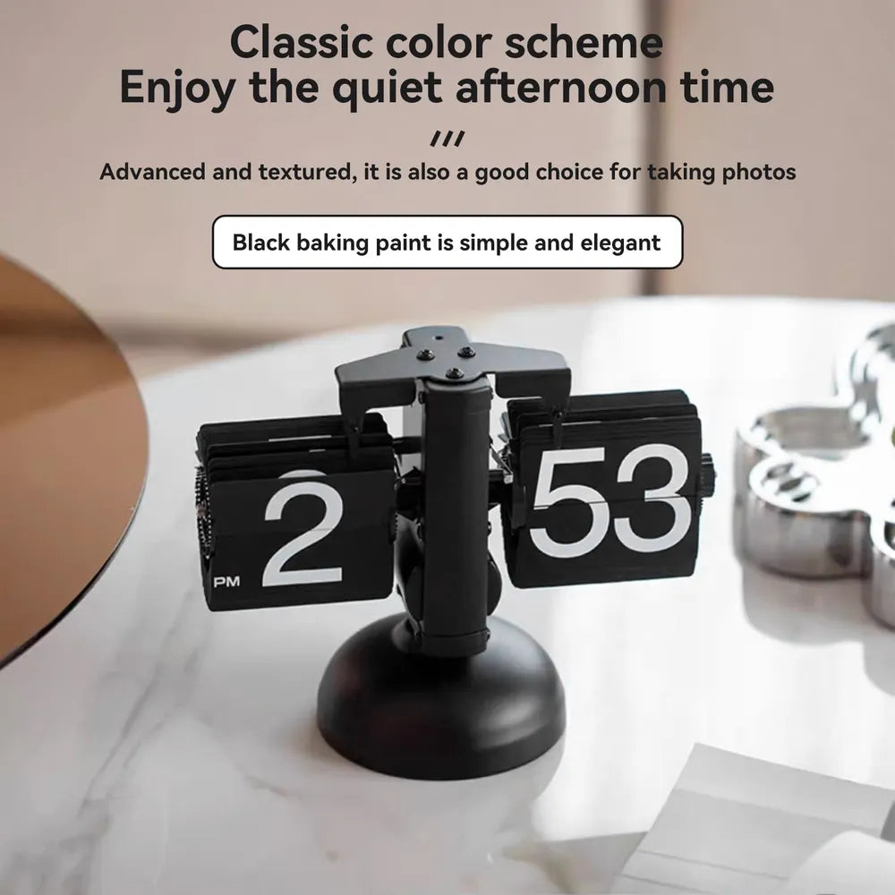 Modern Vintage Luxury Flip Clock Retro Design Stainless Steel Adjustable