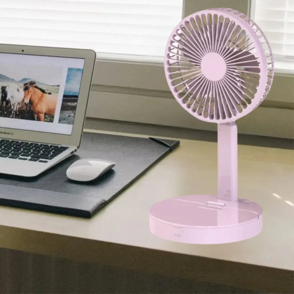 Folding Mirror Fan with 4500mAh Battery, 3-Speed Wind, Quiet Operation, Foldable Design, Mobile Stand Function
