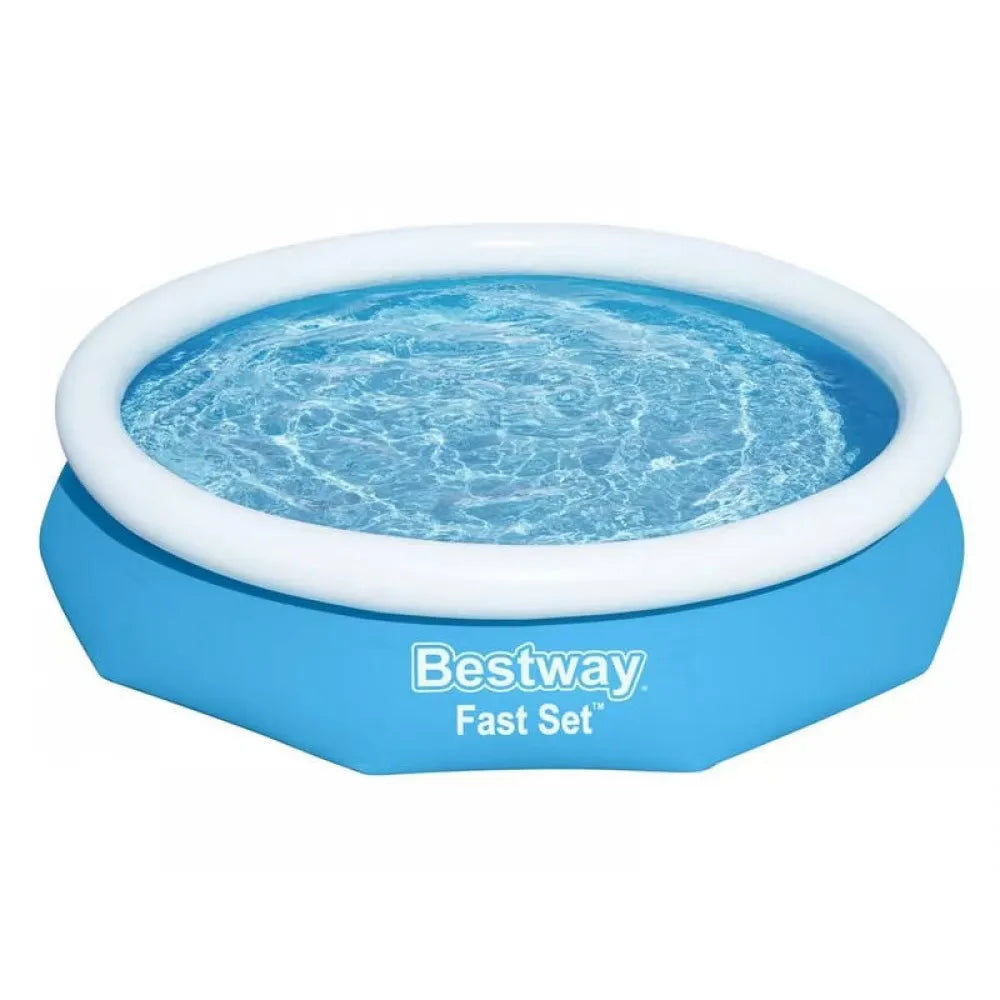 Bestway Fast Set Swimming Pool 3.05m,Inflatable Top Ring, 3200L Capacity, 330gal/hr Pump, Puncture-Resistant Liner