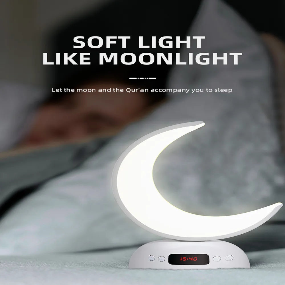 Equantu Azan Alarm Clock Moon Lamp with Quran Speaker Type-C Rechargeable