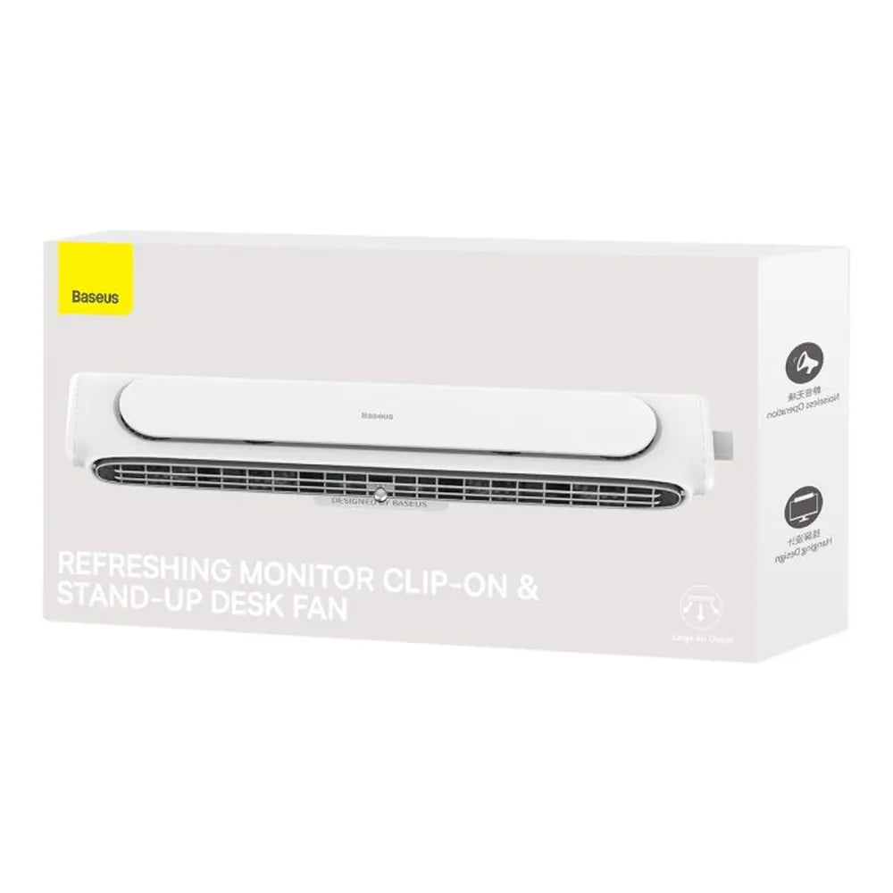 Baseus 2-in-1 Monitor Clip-On & Stand-Up Desk Bladeless Fan Wide Range Wind Outlet Type-C Rechargeable