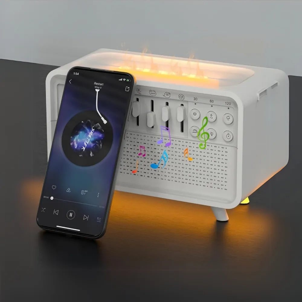 White Noise Night Light Humidifier with Bluetooth 5.3, 8 Nature Sounds, 200ml Tank, Sleep Aid Functionality