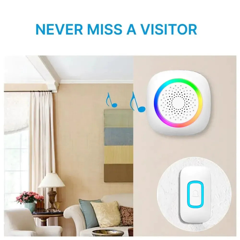 Rl RGB Wireless Battery Powered Doorbell With 60 Ringtones and 5 Volume Levels Working up to 300m Open Area