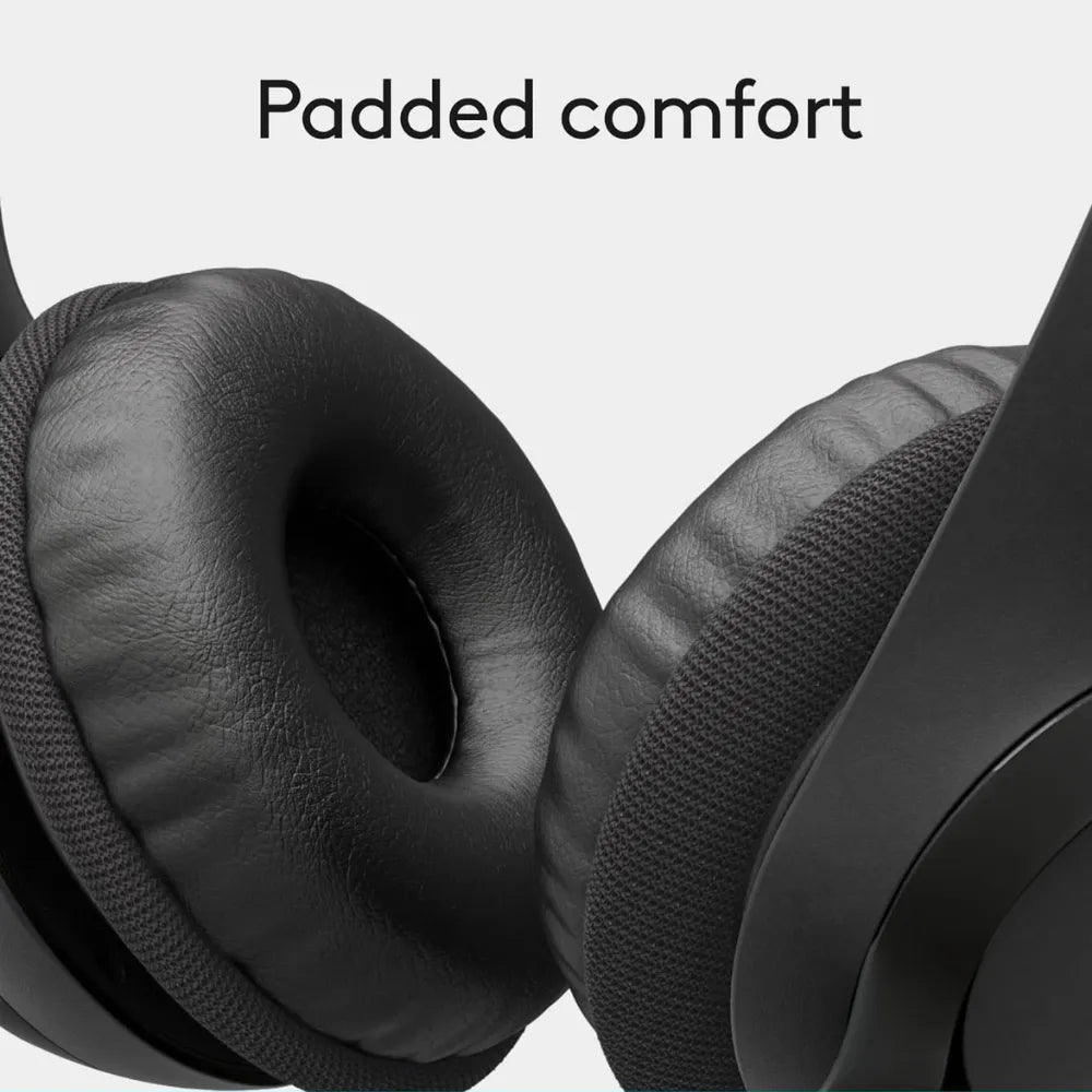 Logitech H390 USB-A Wired Headset, Noise‑Cancelling Mic, In‑Line Controls, PC/Chromebook Compatible – Black