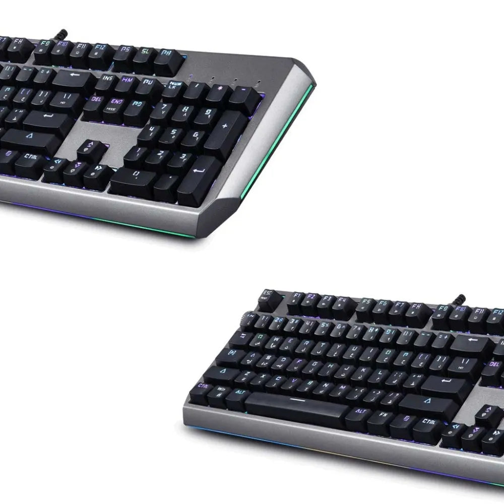 Porodo Gaming Wired Mechanical Keyboard – Gateron Pro Switches, Anti-Ghosting, 104 Keys with RGB Backlight, Volume Knob, US/Arabic Layout
