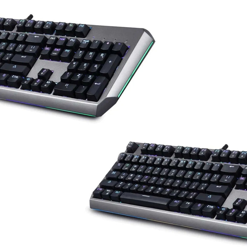 Porodo Gaming Wired Mechanical Keyboard – Gateron Pro Switches, Anti-Ghosting, 104 Keys with RGB Backlight, Volume Knob, US/Arabic Layout
