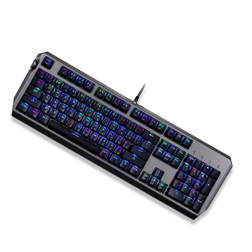 Porodo Gaming Wired Mechanical Keyboard – Gateron Pro Switches, Anti-Ghosting, 104 Keys with RGB Backlight, Volume Knob, US/Arabic Layout