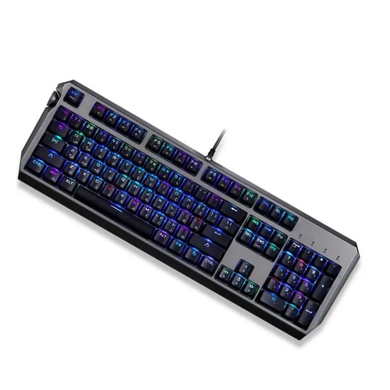Porodo Gaming Wired Mechanical Keyboard – Gateron Pro Switches, Anti-Ghosting, 104 Keys with RGB Backlight, Volume Knob, US/Arabic Layout
