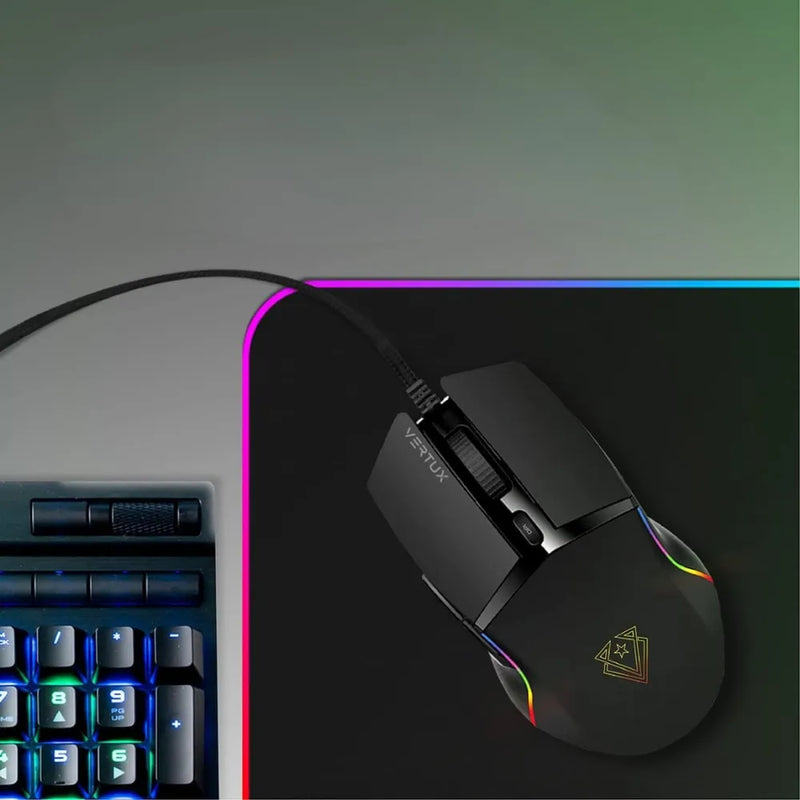 Vertux Argon Gaming Mouse with 6400 DPI, RGB LED Backlight, Optical Tracking, USB Connectivity, 6 Programmable Buttons
