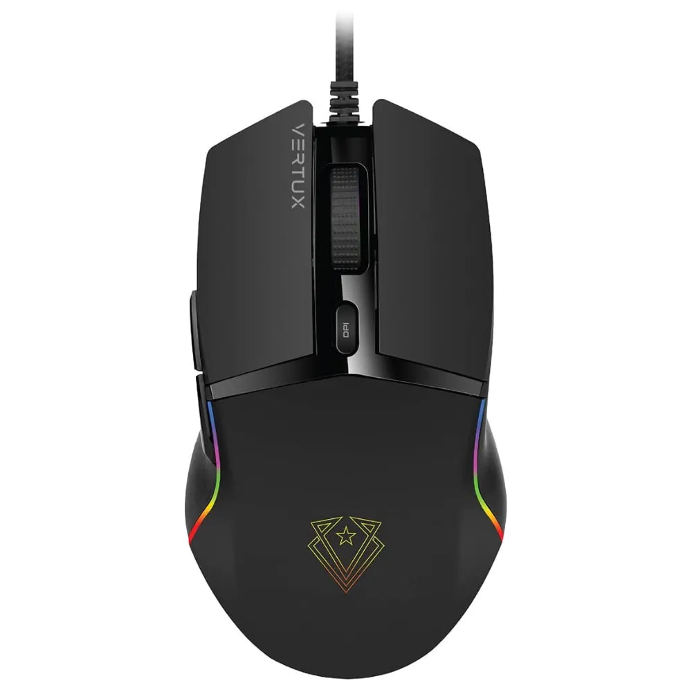 Vertux Argon Gaming Mouse with 6400 DPI, RGB LED Backlight, Optical Tracking, USB Connectivity, 6 Programmable Buttons