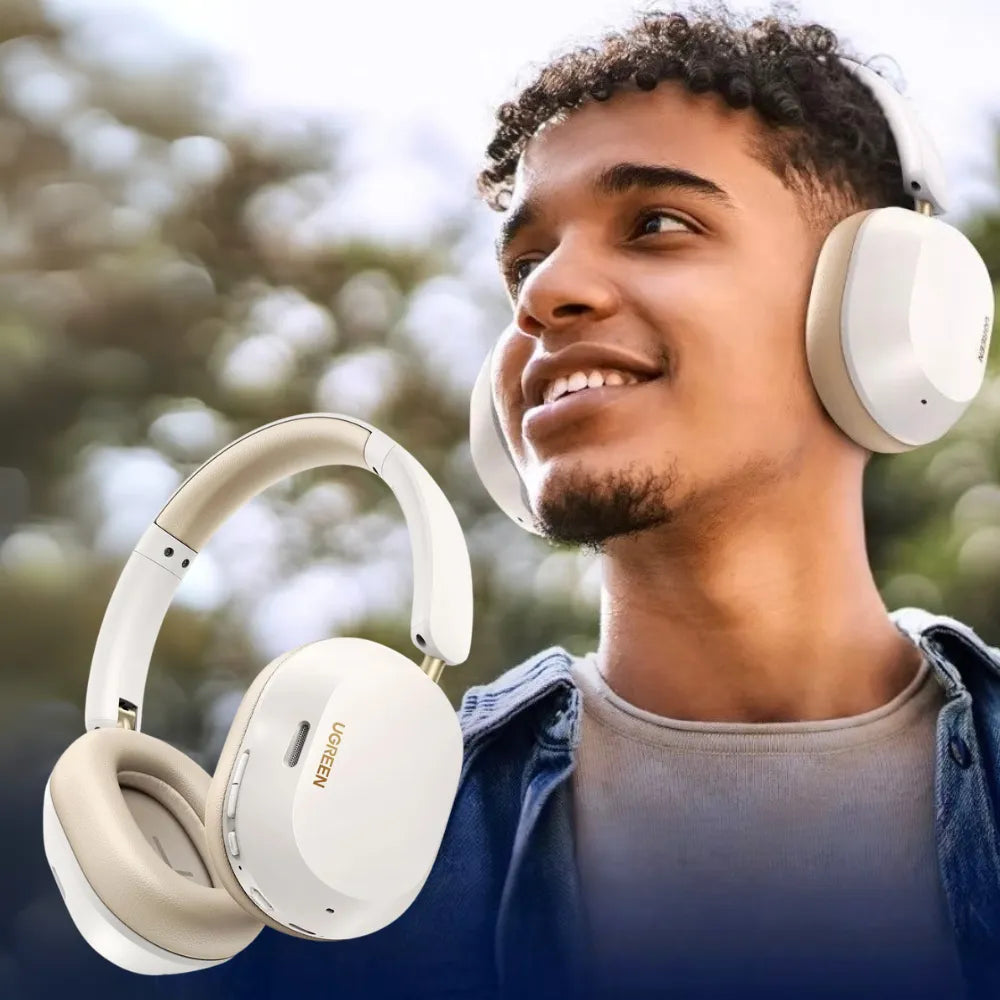 UGREEN HiTune Max5c Wireless Headphones with 43dB Hybrid ANC, 75H Battery Life, Bluetooth 5.4, Dual Mic – White