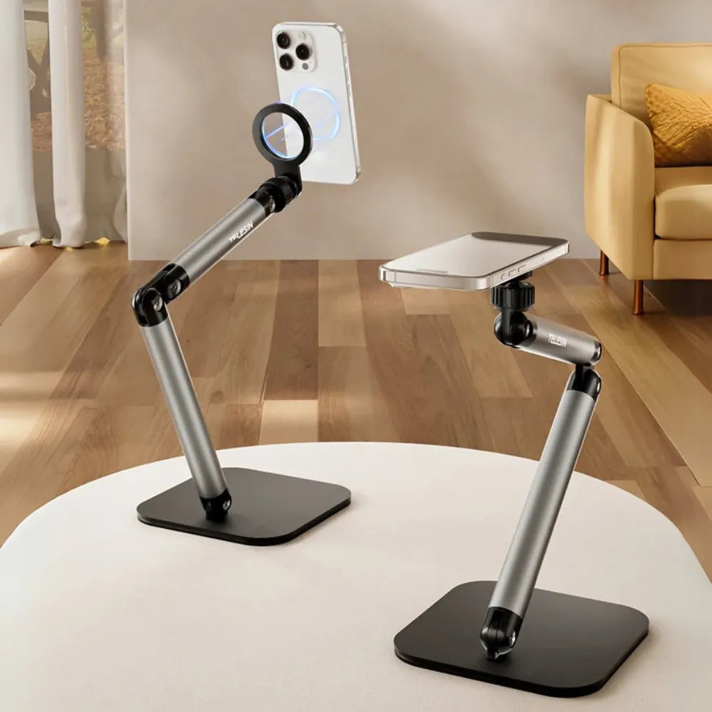 TELESIN Magnetic Tablet & Phone Holder Stand – 360° Adjustable Arm, N52 Magnetic Suction, Silicone Clamp for iPhone, Android & iPad Series