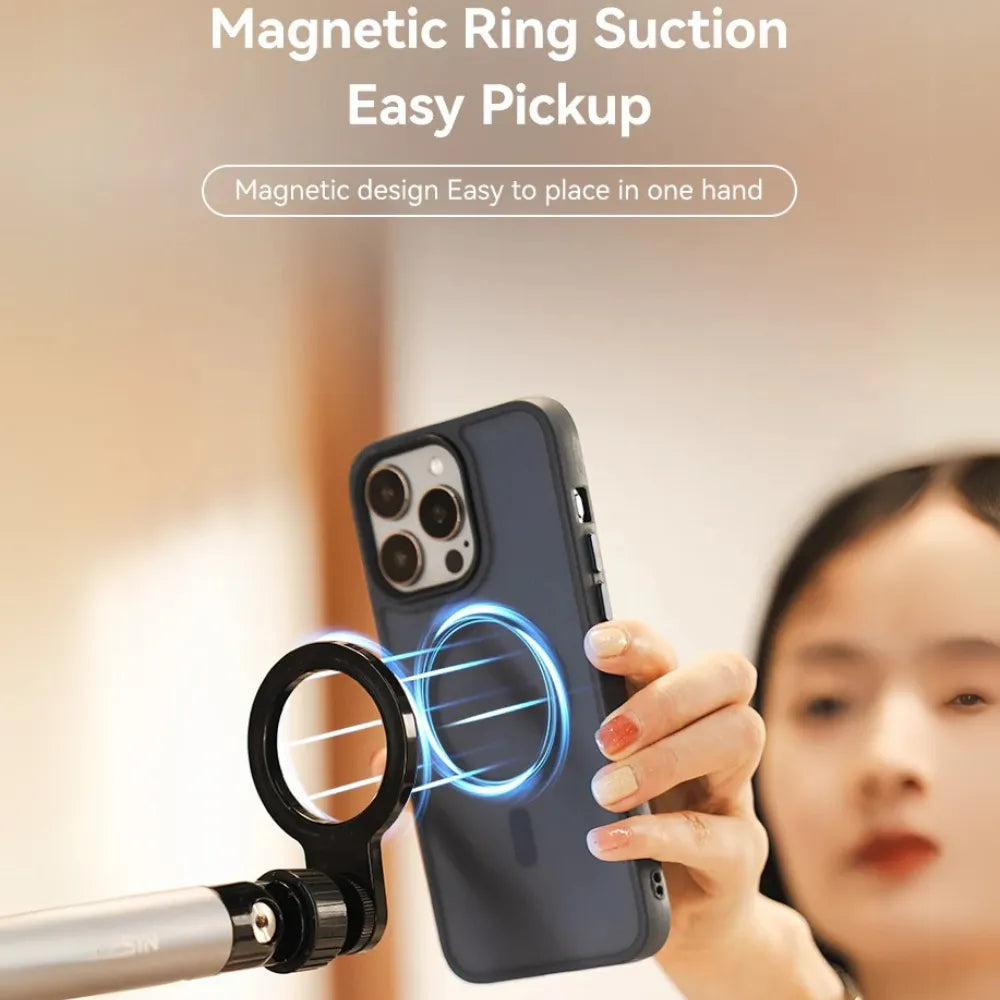 TELESIN Magnetic Tablet & Phone Holder Stand – 360° Adjustable Arm, N52 Magnetic Suction, Silicone Clamp for iPhone, Android & iPad Series