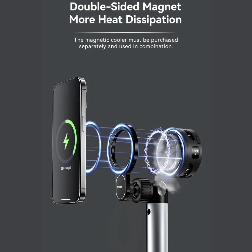 TELESIN Magnetic Tablet & Phone Holder Stand – 360° Adjustable Arm, N52 Magnetic Suction, Silicone Clamp for iPhone, Android & iPad Series