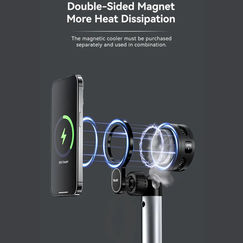 TELESIN Magnetic Tablet & Phone Holder Stand – 360° Adjustable Arm, N52 Magnetic Suction, Silicone Clamp for iPhone, Android & iPad Series