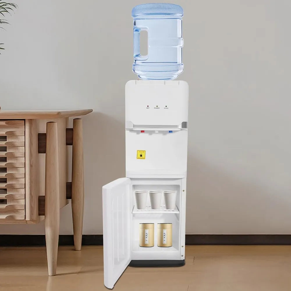 Cookchen Top Load Water Dispenser White with 3 Temperature Settings – Hot, Cold & Room Temp, Child Safety Lock, Freestanding for Home & Office