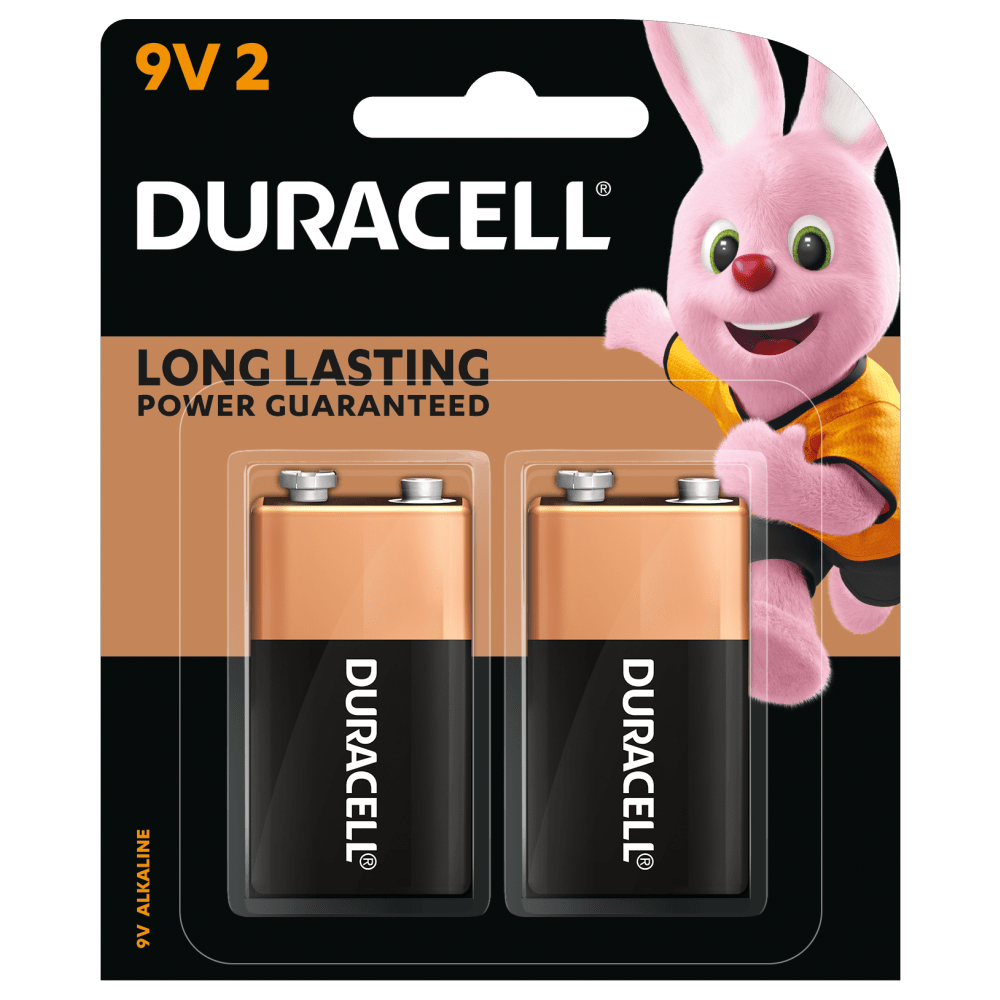 Duracell Alkaline 9V Batteries 2-Pack with Duralock Technology for Long-Lasting Power in Everyday Devices