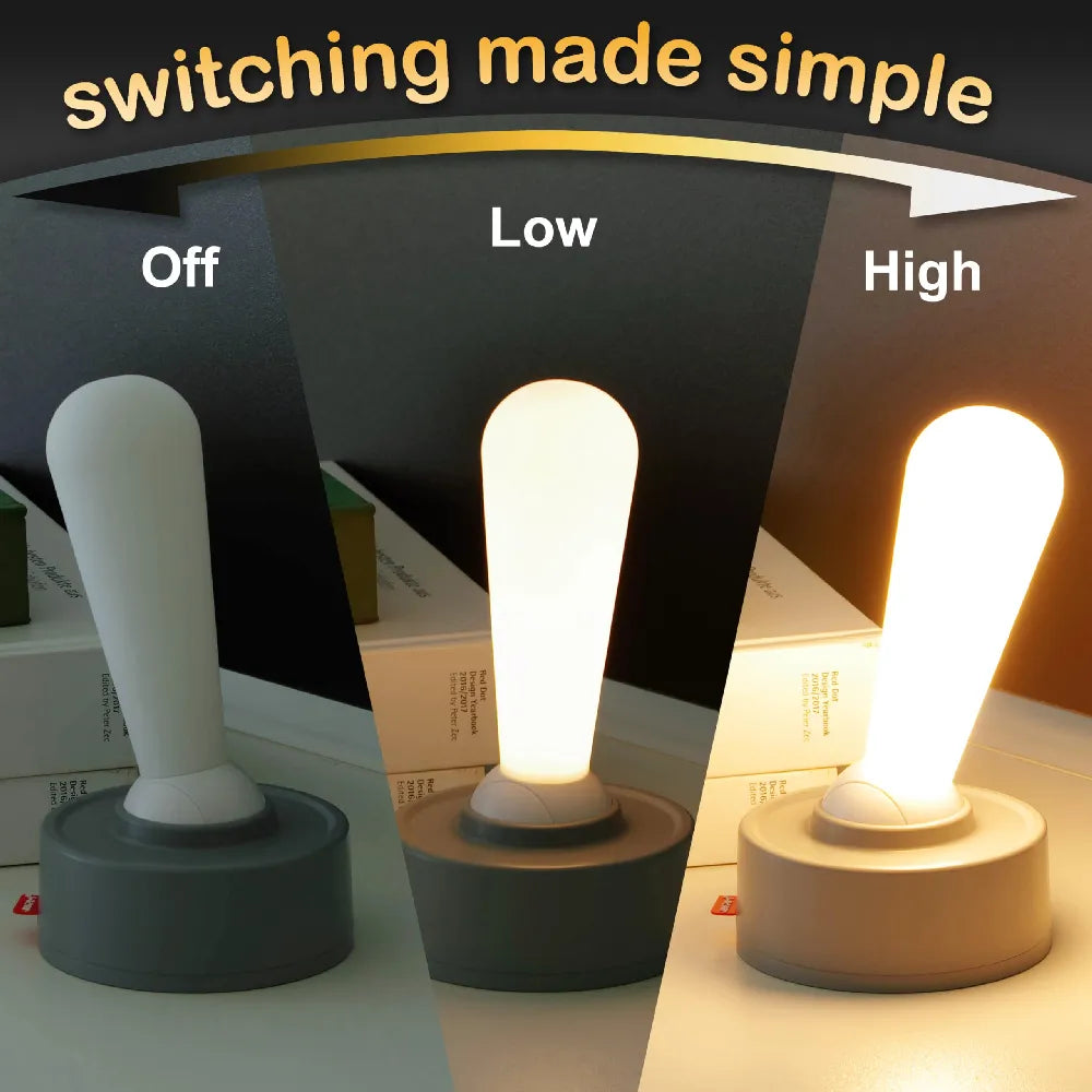 LED Lever Toggle Switch Wall-Mountable Shape Lamp Light USB Rechargeable