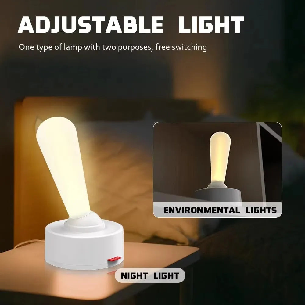 LED Lever Toggle Switch Wall-Mountable Shape Lamp Light USB Rechargeable