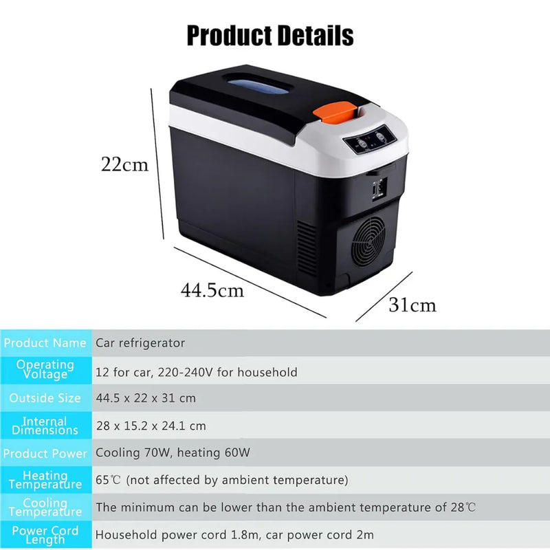 Portable Car Fridge Freezer 25L – Dual Core Cooling & Heating, 12V/24V/220V Power, Intelligent Display, Energy Saving