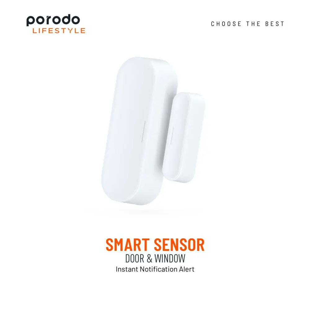 Porodo Smart Sensor Door & Window with Voice Assistant  3500 Times/Year Battery Life