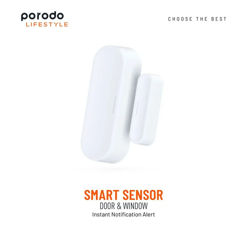 Porodo Smart Sensor Door & Window with Voice Assistant  3500 Times/Year Battery Life