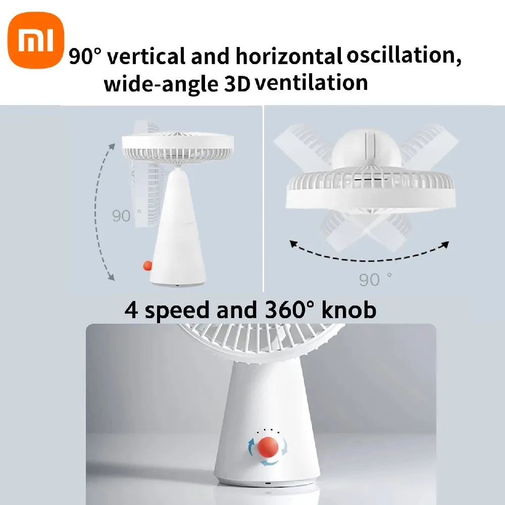 Xiaomi 2-in-1 Rechargeable Mini Fan 4000mAh 4 Wind Speeds Type-C Charging