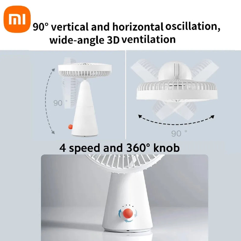 Xiaomi 2-in-1 Rechargeable Mini Fan 4000mAh 4 Wind Speeds Type-C Charging