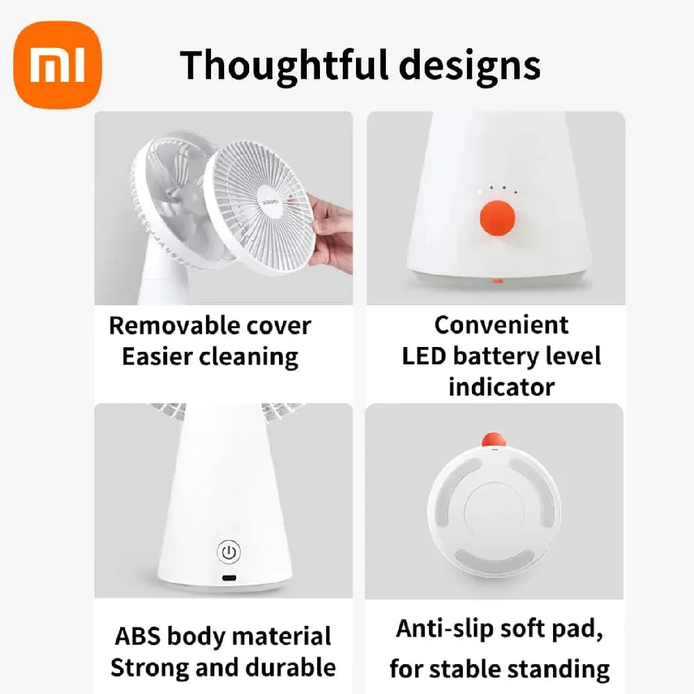 Xiaomi 2-in-1 Rechargeable Mini Fan 4000mAh 4 Wind Speeds Type-C Charging