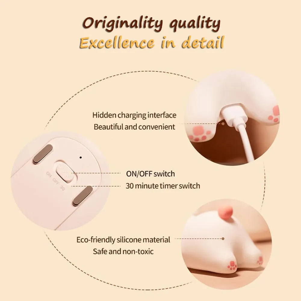 LED Big Face Rabbit Silicone Night Light 3 Modes 1200mAh Type-C Rechargeable