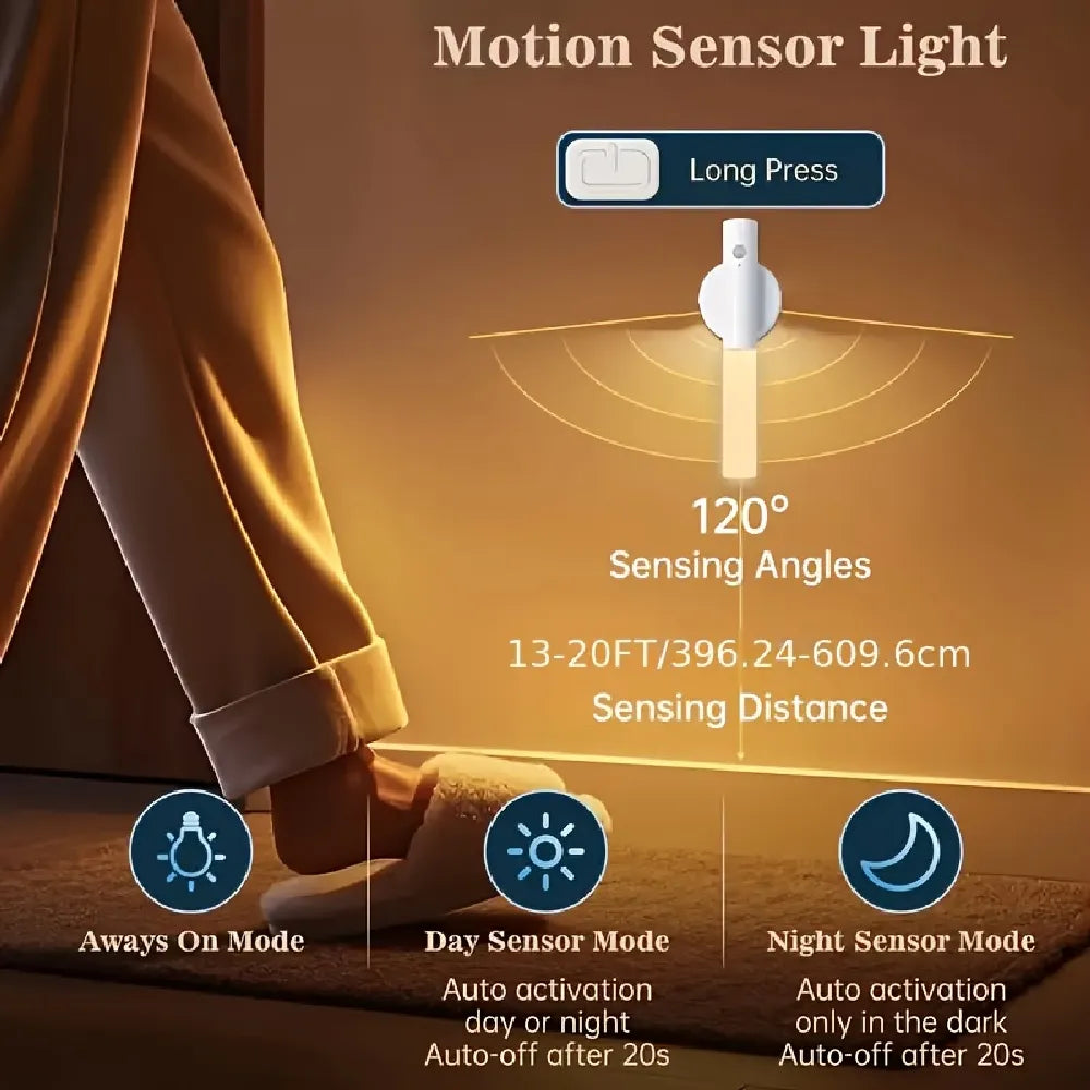 Chilvane Magnetic Motion Sensor Indoor Night Light 500mAh USB Rechargeable 8 Hours Battery Life