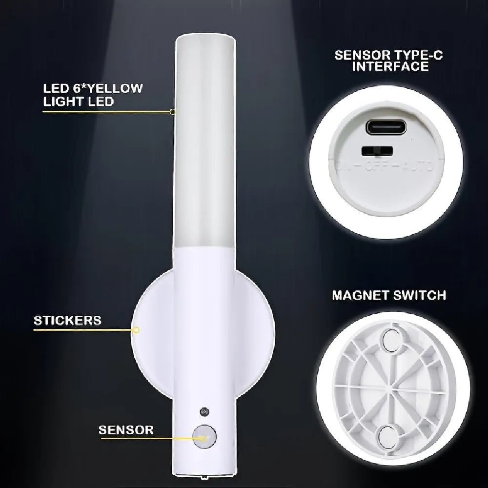 Chilvane Magnetic Motion Sensor Indoor Night Light 500mAh USB Rechargeable 8 Hours Battery Life