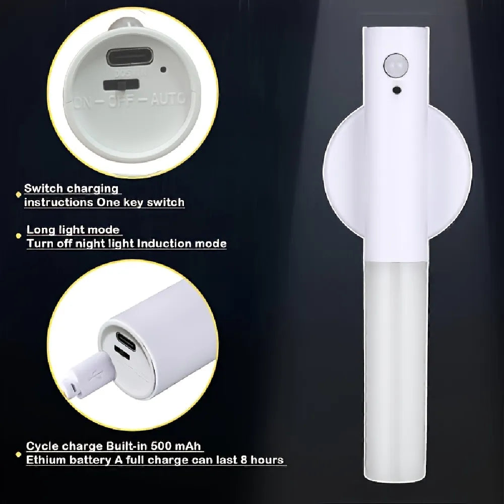 Chilvane Magnetic Motion Sensor Indoor Night Light 500mAh USB Rechargeable 8 Hours Battery Life