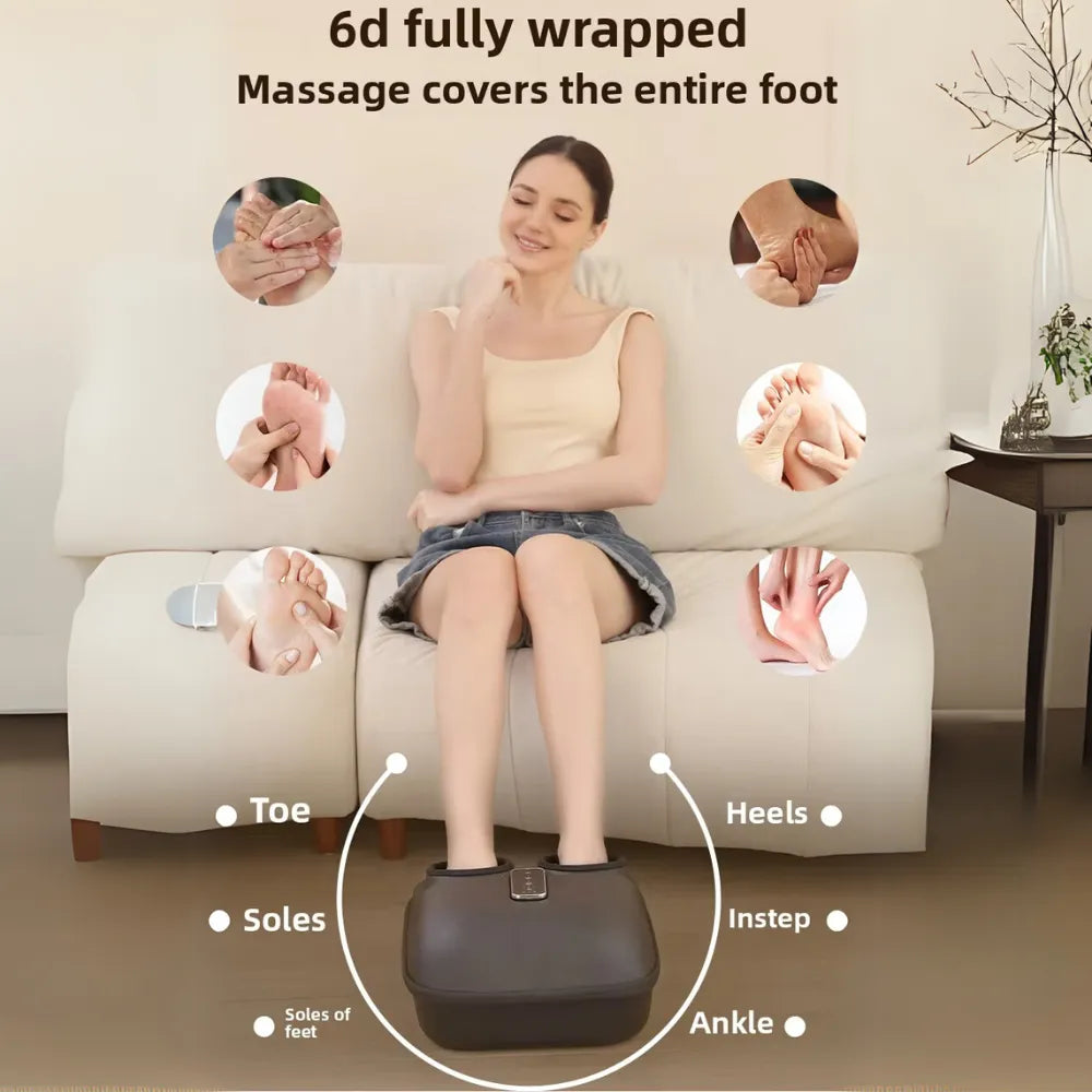 Portable Foot Massager with Heated Footbath, Vibration & Kneading, Foldable Electric Foot Care Device