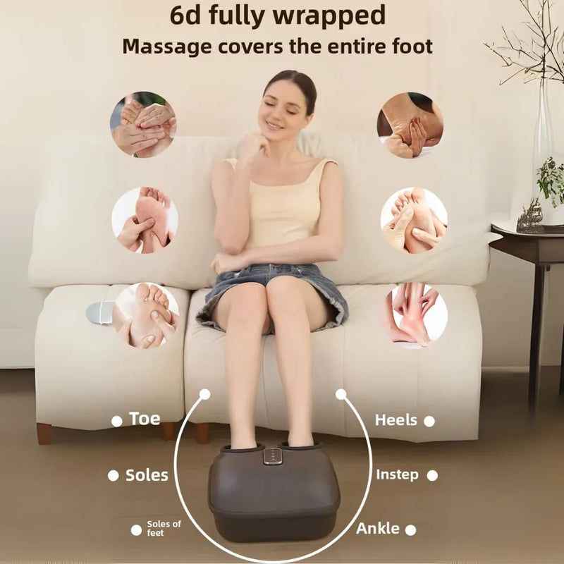 Portable Foot Massager with Heated Footbath, Vibration & Kneading, Foldable Electric Foot Care Device