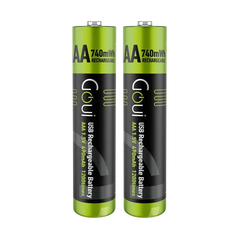 Goui Rechargeable AAA Batteries Pack of 2 – 400mAh Capacity with USB Charging and Safety Protection