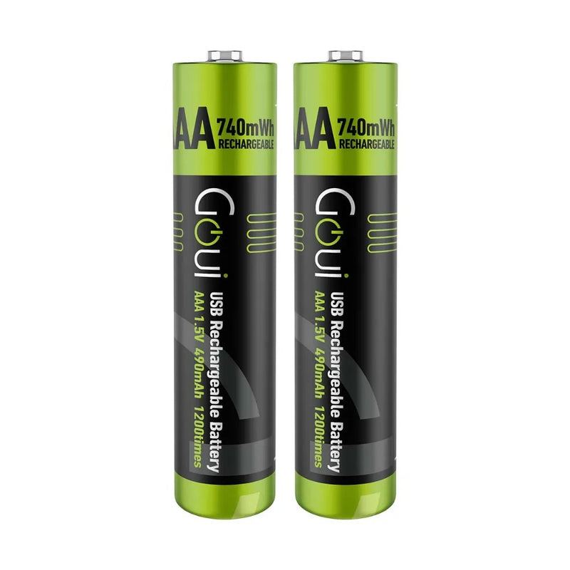 Goui Rechargeable AAA Batteries Pack of 2 – 400mAh Capacity with USB Charging and Safety Protection