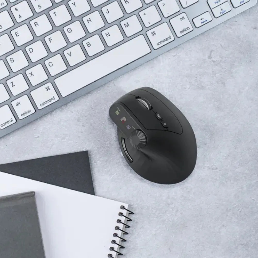 Green Lion Smart OLED Vertical Mouse with Dual Mode, 4000 DPI, Multi-Function Knob, and 65H Battery – Black