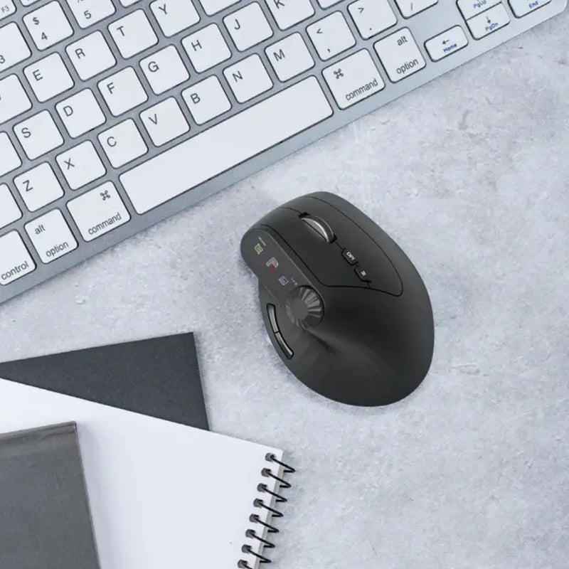 Green Lion Smart OLED Vertical Mouse with Dual Mode, 4000 DPI, Multi-Function Knob, and 65H Battery – Black