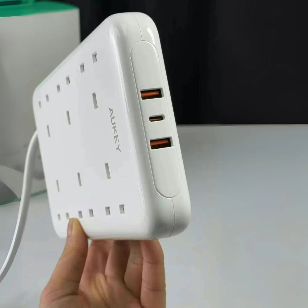 AUKEY Power Hub S – 6 AC Outlets, 2 USB-A & 1 USB-C (20W Fast Charge), 2500W Surge Protector with 1.5m Cable