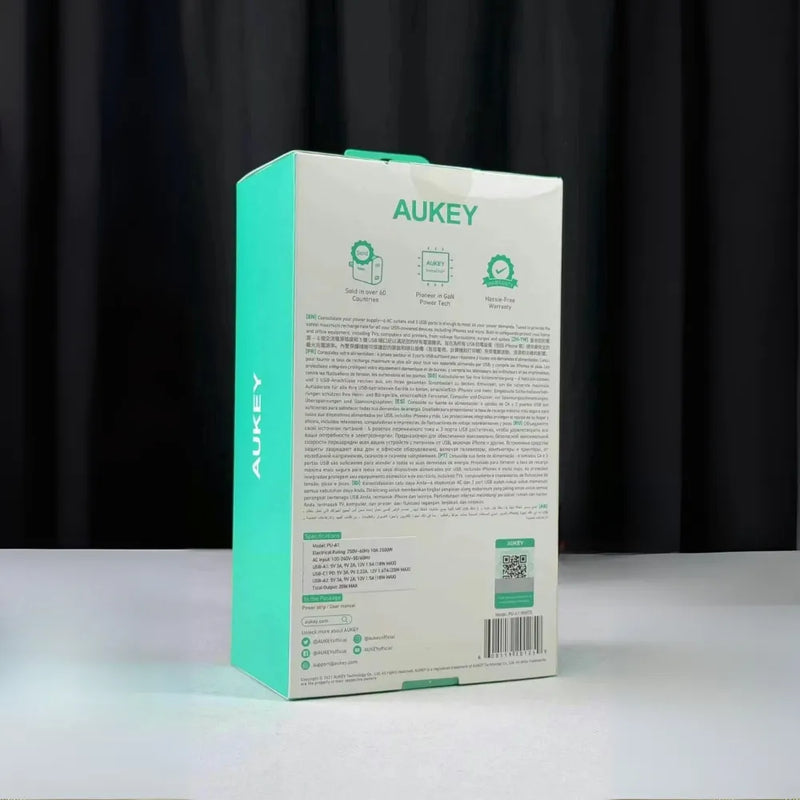 AUKEY Power Hub S – 6 AC Outlets, 2 USB-A & 1 USB-C (20W Fast Charge), 2500W Surge Protector with 1.5m Cable