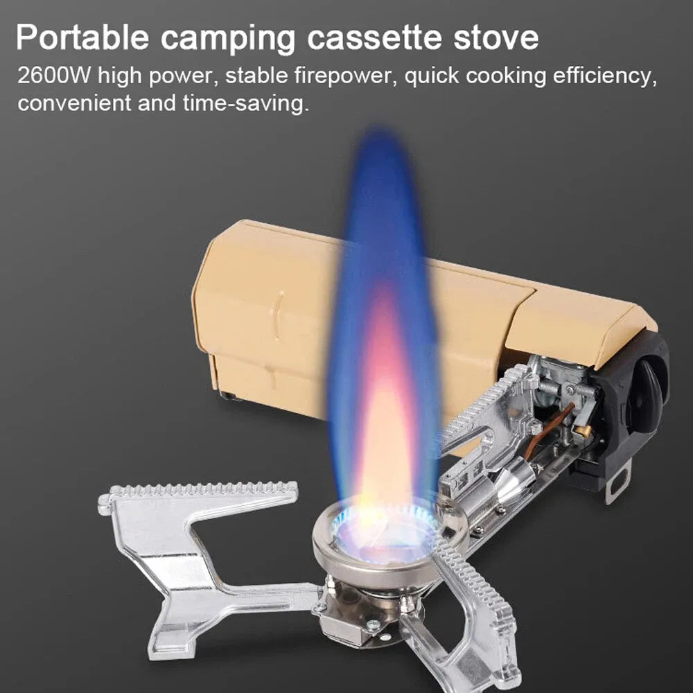 Portable Mini Camping Single Burner Gas Stove 2600W - Beige