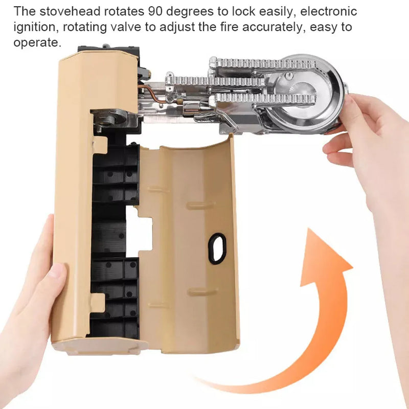 Portable Mini Camping Single Burner Gas Stove 2600W - Beige