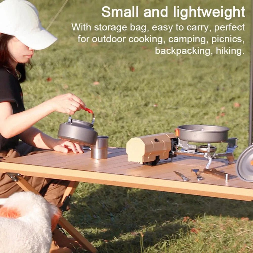 Portable Mini Camping Single Burner Gas Stove 2600W - Beige