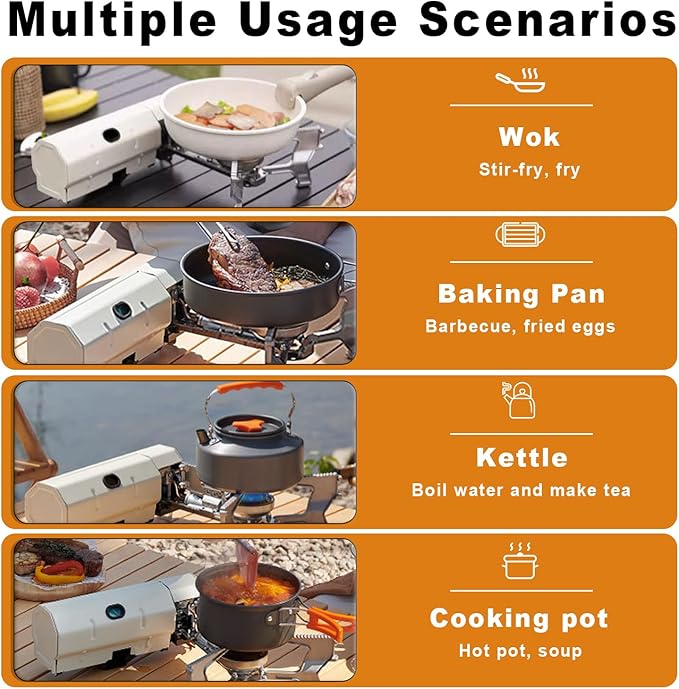 Portable Mini Camping Single Burner Gas Stove 2600W - Beige