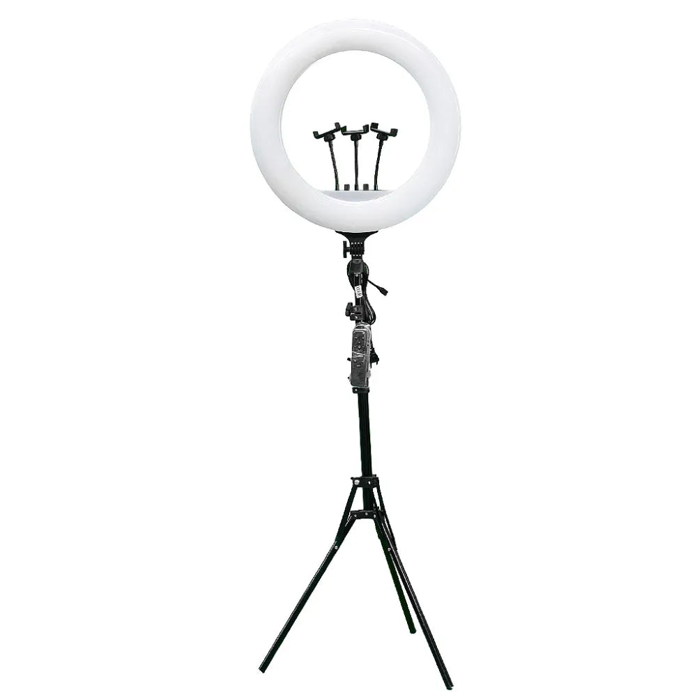 RL-18 18-Inch Selfie Ring Light with Tripod Stand, Adjustable Brightness & Color Temperature, 3 Mobile Holders, and Remote Control