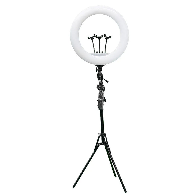 RL-18 18-Inch Selfie Ring Light with Tripod Stand, Adjustable Brightness & Color Temperature, 3 Mobile Holders, and Remote Control